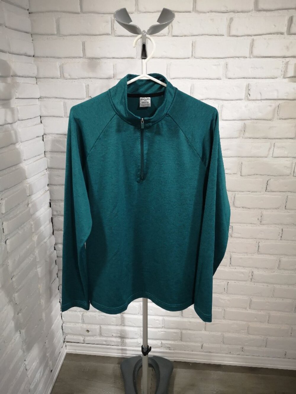 Jockey Men's Size Large Green Straight Fit 1/4 Zip Long Sleeves Pullover Polo